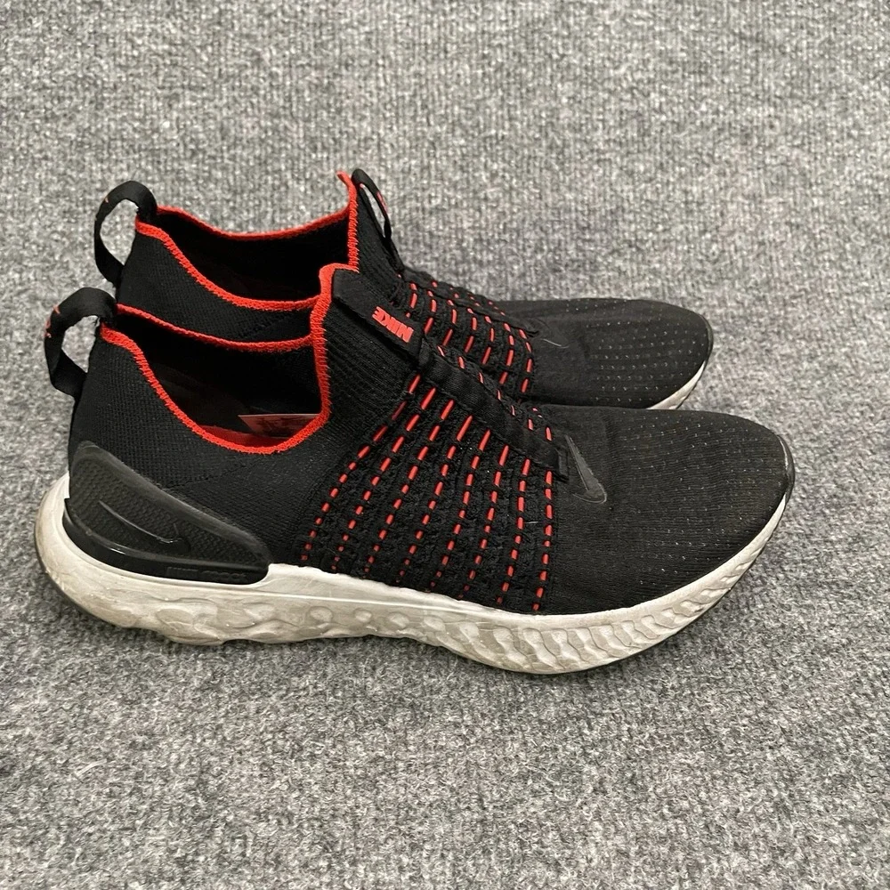 Nike React Phantom Run Flyknit 2 Running Shoes Men's Sz 9 Black Red CJ0277-005